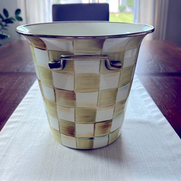Mackenzie Childs Parchment Check wine bucket or ice bucket. - Picture 3 of 4